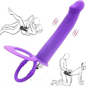 Purple Vibration Anal Dildo With Ring Double Penetration